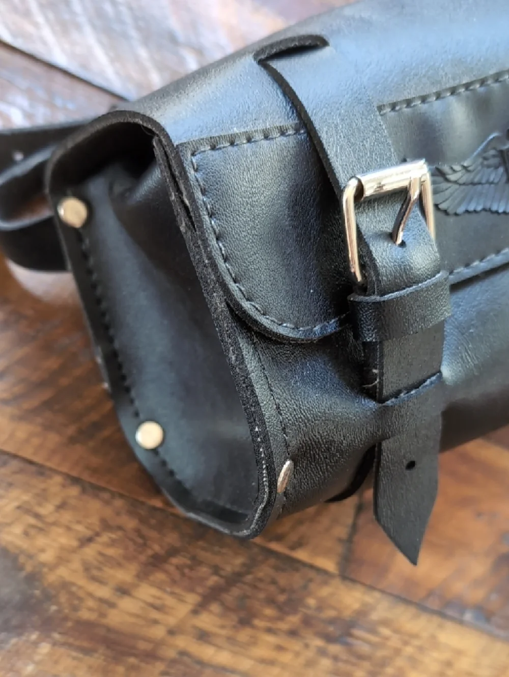 Harley-Davidson Black Motorcycle Handlebar Fork Bag with Buckle Straps - Picture 4 of 16